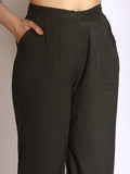 Geometric Quirky Printed A- Line Kurta & Trouser with Embroidered Hem