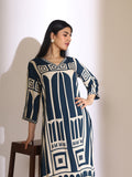 Geometric Quirky Printed A- Line Kurta and Pants with Embroidered Hem