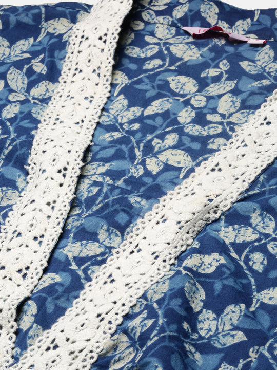 V-Neck Floral Printed Regular Pure Cotton A-Line Kurta with Palazzos