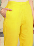 Yellow Ombre Dyed Angrakha Pure Cotton Anarkali Kurta With Trousers