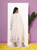 Floral Embroidered Round Neck Three-Quarter Sleeves Pure Cotton Kurta Set