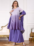 Ombre Embroidered Regular Thread Work Pure Cotton Kurta with Trousers & Dupatta