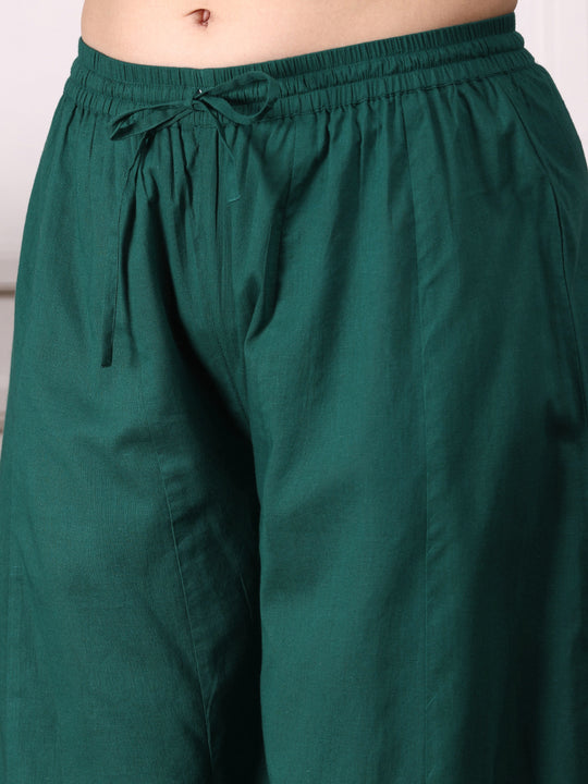 Ombre Embroidered Regular Thread Work Pure Cotton Kurta with Trousers & Dupatta