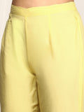 Yellow Geometric Embroidered V-Neck Calf Length Pure Cotton Straight Kurta Set