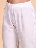 Thread Work Straight Pure Cotton Kurta With Trouser and Scalloped Schiffli Dupatta