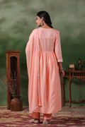 Ethnic Motifs Embroidered Pleated Kurta with Trousers & Dupatt