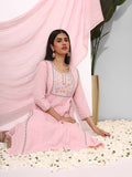 Ethnic Motifs Yoke Design Mirror Work Pure Cotton Kurta with Trousers & Dupatta