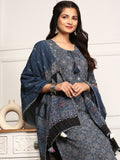Ajrakh Print Inspired Tie-up Kurta With Trouser & Dupatta