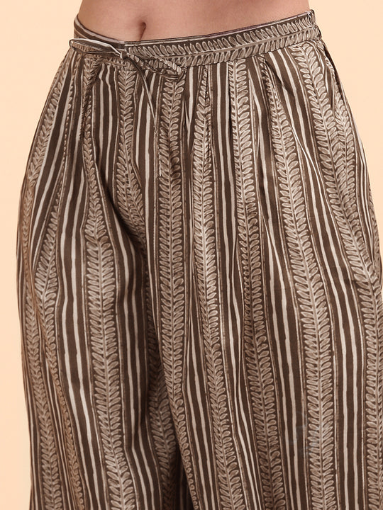 Kalamkari Printed Kurta with Trouser & Dupatta