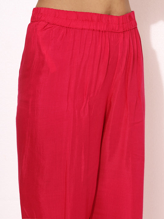 Ethnic Motifs woven design round Neck Three-Quarter Sleeves Kurta Set