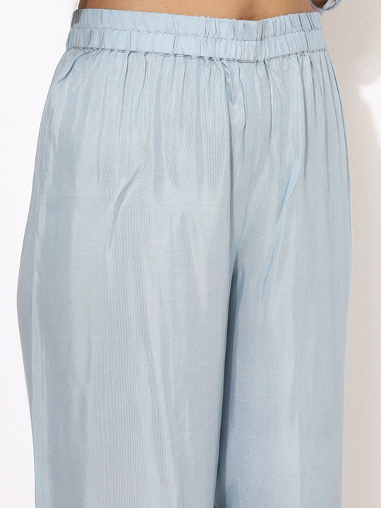 Floral Embroidered Round Neck Three-Quarter Sleeves Thread Work Kurta Set