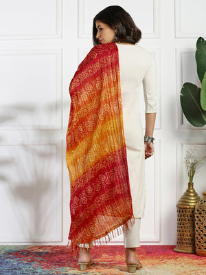 Round Neck Straight Kurta with Trousers & Dupatta