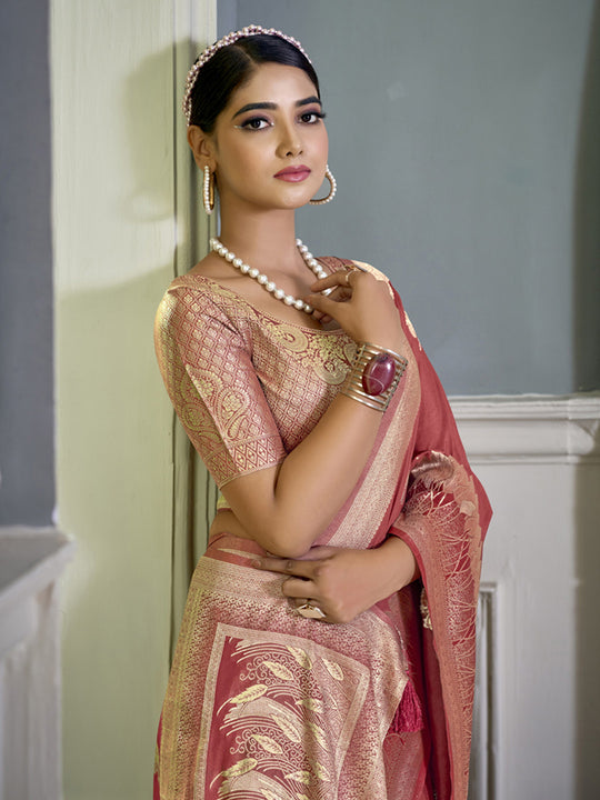 Crepe Silk Banarasi Saree With Blouse Piece