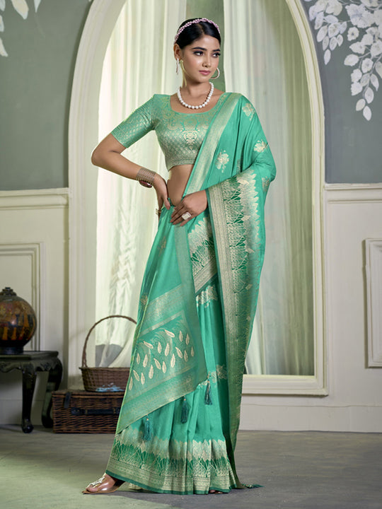 Crepe Silk Banarasi Saree With Blouse Piece