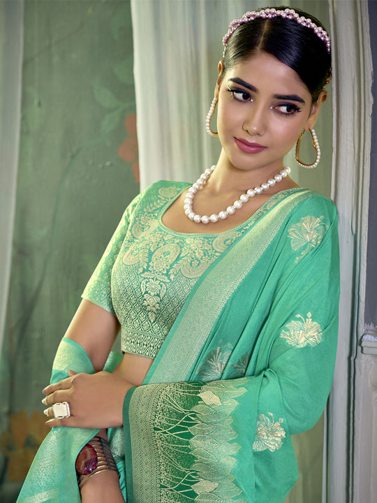 Crepe Silk Banarasi Saree With Blouse Piece