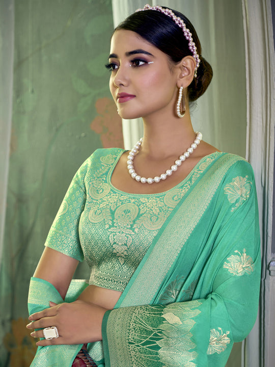 Crepe Silk Banarasi Saree With Blouse Piece