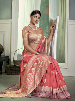 Crepe Silk Banarasi Saree With Blouse Piece
