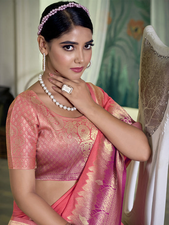 Crepe Silk Banarasi Saree With Blouse Piece