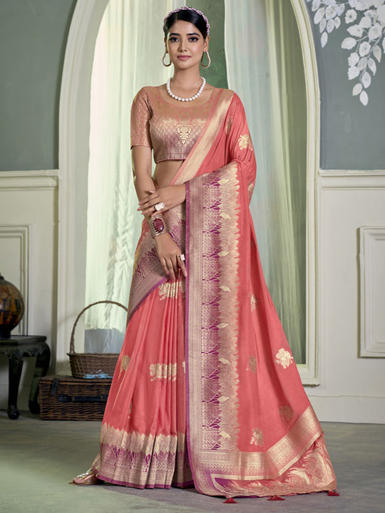 Crepe Silk Banarasi Saree With Blouse Piece