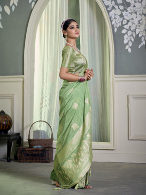Crepe Silk Banarasi Saree With Blouse Piece