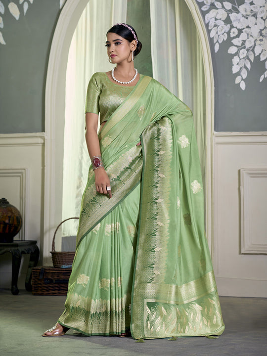 Crepe Silk Banarasi Saree With Blouse Piece