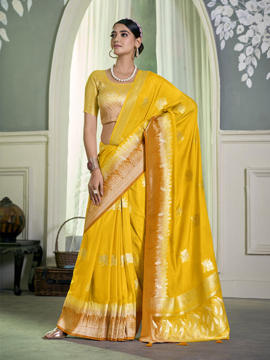 Crepe Silk Banarasi Saree With Blouse Piece