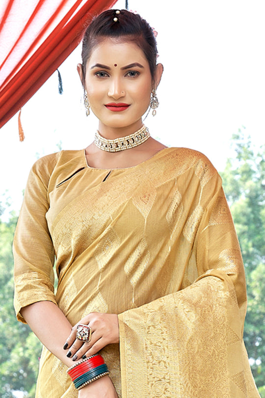 Pastel Yellow Cotton Saree