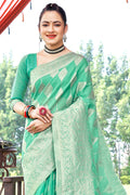 Mint Green Cotton Saree