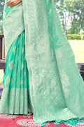 Mint Green Cotton Saree