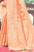 Salmon Peach Cotton Saree