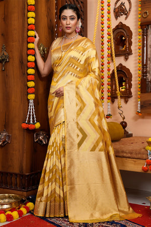 Marigold Orange Organza Saree