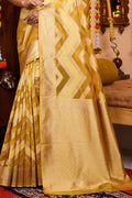 Pastel Yellow Organza Saree
