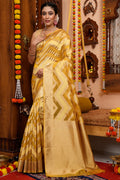 Pastel Yellow Organza Saree