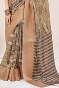 Soil Brown Linen Blend Saree