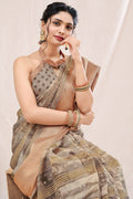 Soil Brown Linen Blend Saree