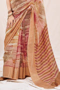 Coral Peach Linen Blend Saree