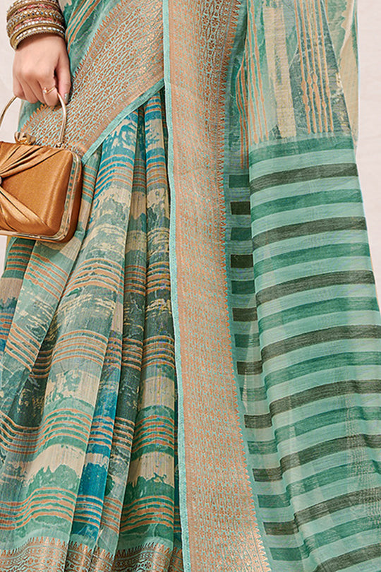 Pine Green Linen Blend Saree