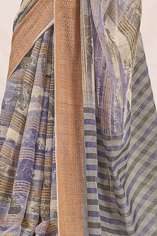 Coin Grey Linen Blend Saree