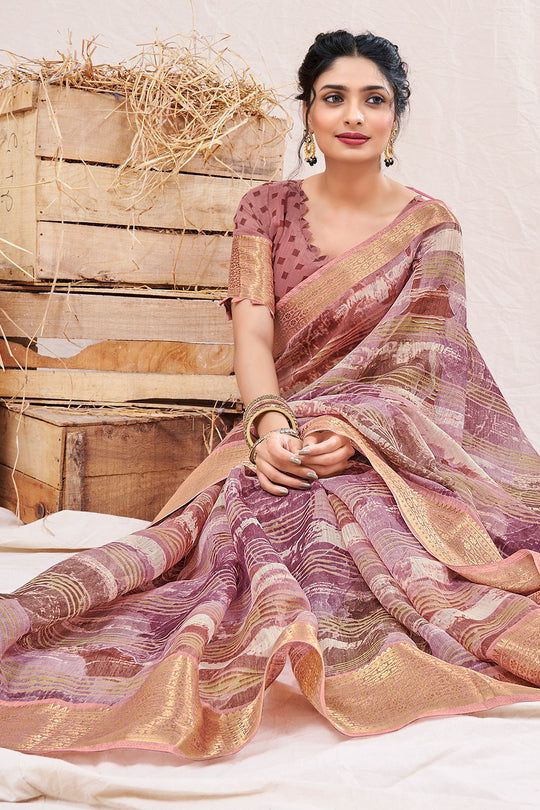 Soft Pink Linen Blend Saree
