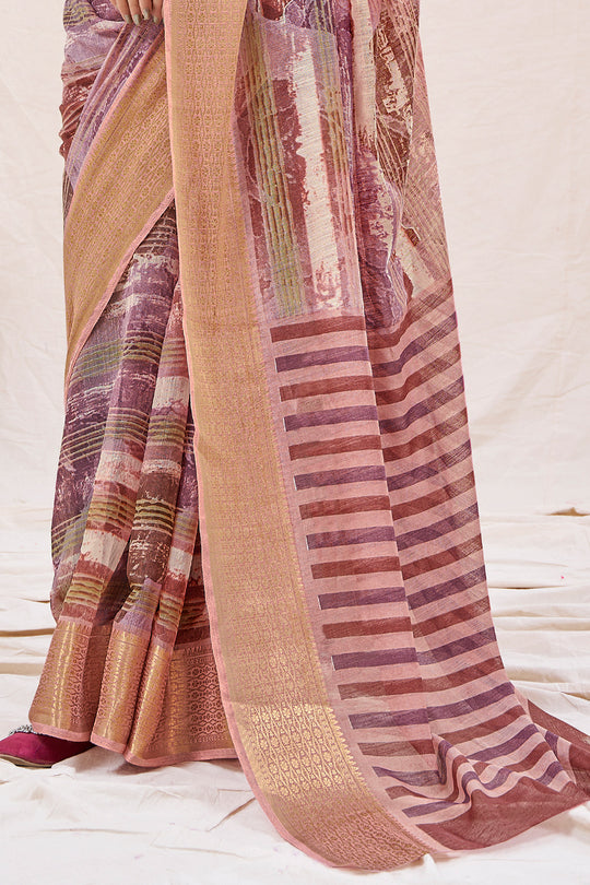 Soft Pink Linen Blend Saree