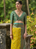 Lemon Yellow Banarasi Silk Zari Woven Saree With Blouse Piece