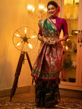 Green Soft Banarasi Silk Zari Woven Saree With Blouse Piece