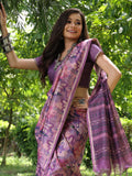 Purple Soft Tussar Silk Printed Saree With Blouse Piece