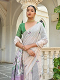 Wine Soft Muga Cotton Floral Saree With Blouse Piece