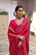 Pink Soft Pashmina Silk Meena Zari Woven Saree with Blouse