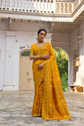 Yellow Soft Pashmina Silk Meena Zari Woven Saree with Blouse