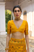 Yellow Soft Pashmina Silk Meena Zari Woven Saree with Blouse