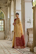 Cream Soft Raw Silk Zari Woven Saree with Blouse