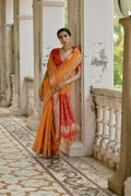Orange Soft Raw Silk Zari Woven Saree with Blouse