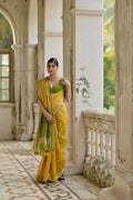 Yellow Soft Raw Silk Zari Woven Saree with Blouse